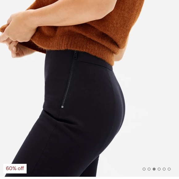 Everlane Black Side Zip Cotton Stretch Trousers - Picture 3 of 12